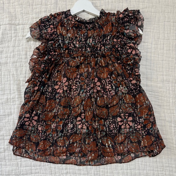 Ulla Johnson Tops - Ulla Johnson Womens  Silk Brown Metallic Top Size 2 Sleeveless